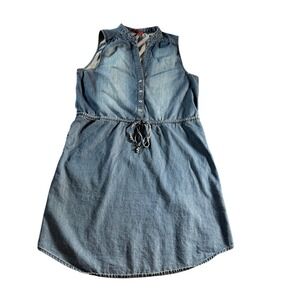 Guess Womens Sleeveless Denim Shirt Dress Medium Wash Blue Cotton SZ M